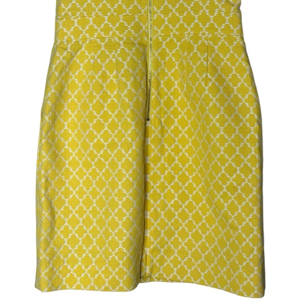 Kate Spade New York Hilary Yellow White Quatrefoil Sweetheart Dress Size 2